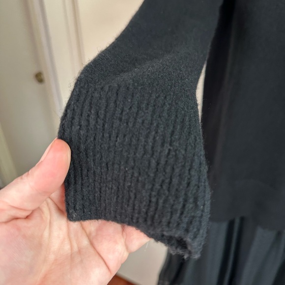 All Saints Black Tula Wool Blend Turtleneck Chunky Knit W/Mesh Skirt Dress XS - Picture 12 of 16